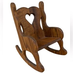 Vintage Doll Furniture Wooden Rocking Chair Heart Accent